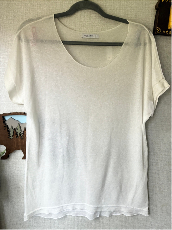Angela Mara Tops - Women's Angela Mara White Short Sleeve Tee L